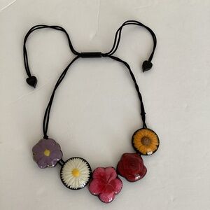 ZSISKA Prue Necklace Adjustable Cord Garland Collection 5 Bead Multicolor Floral